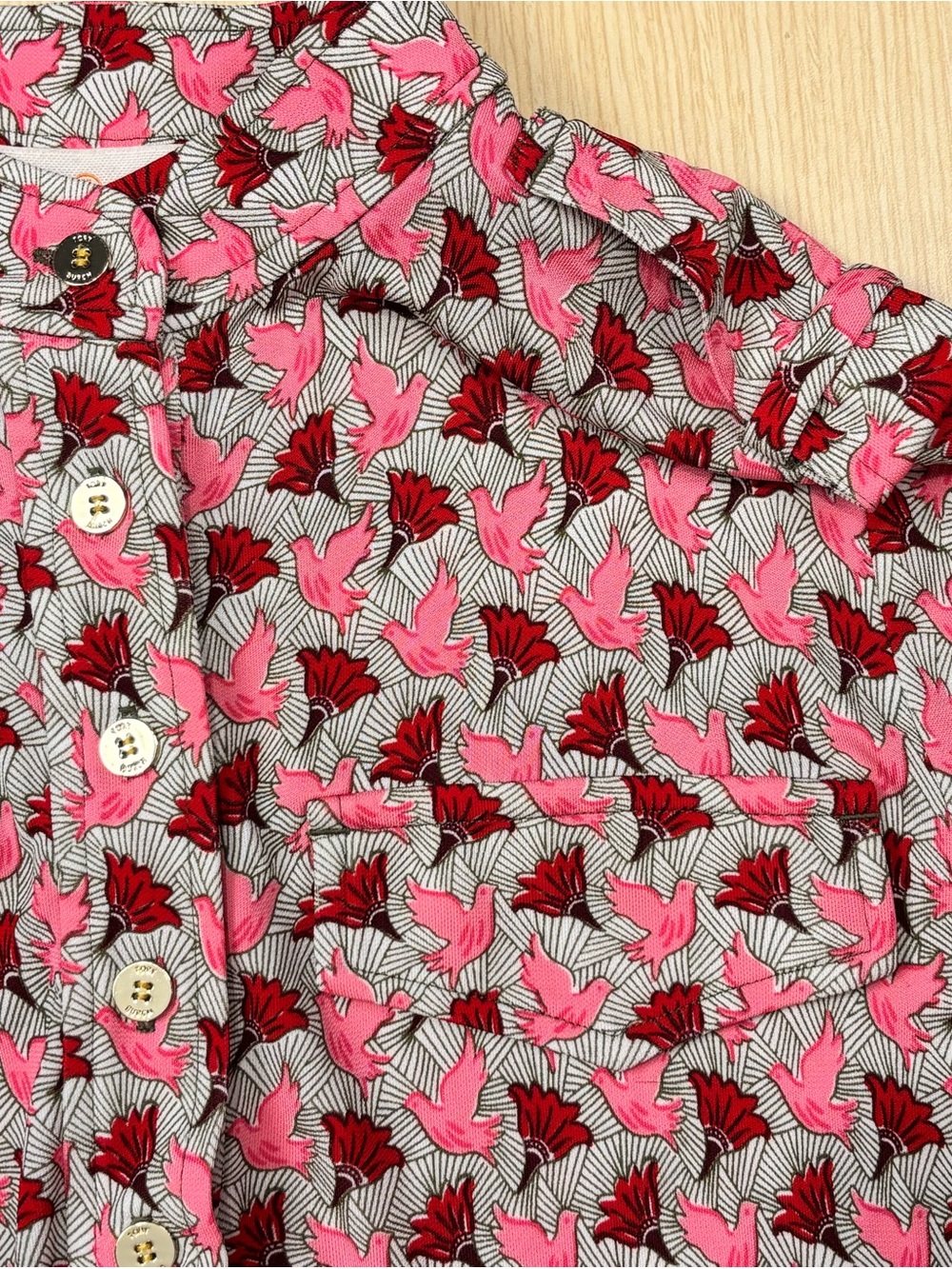 Tory Burch Bird Floral Jersey Shirt Dress Sz S - Picture 4 of 12